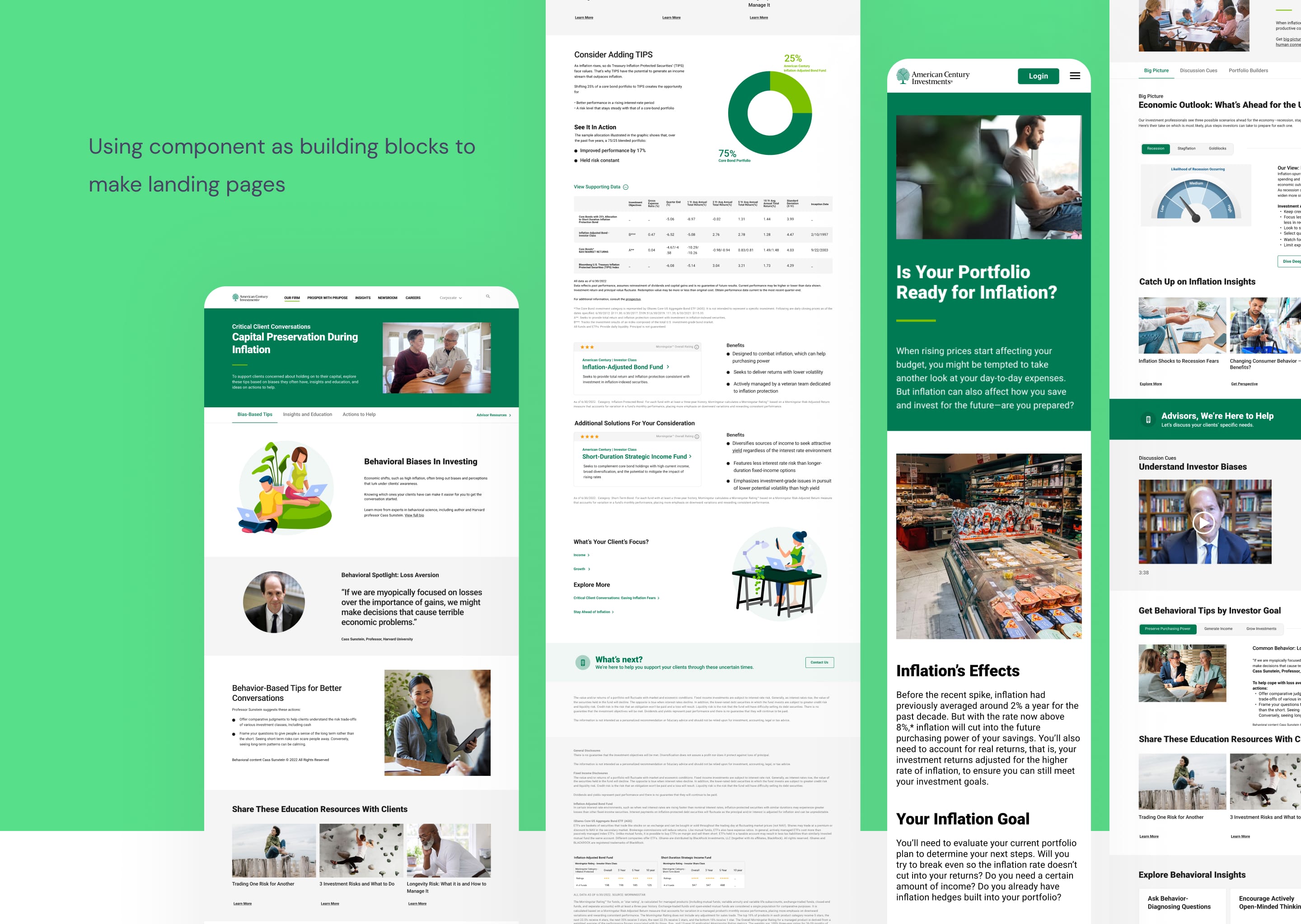 Landing pages built from system components